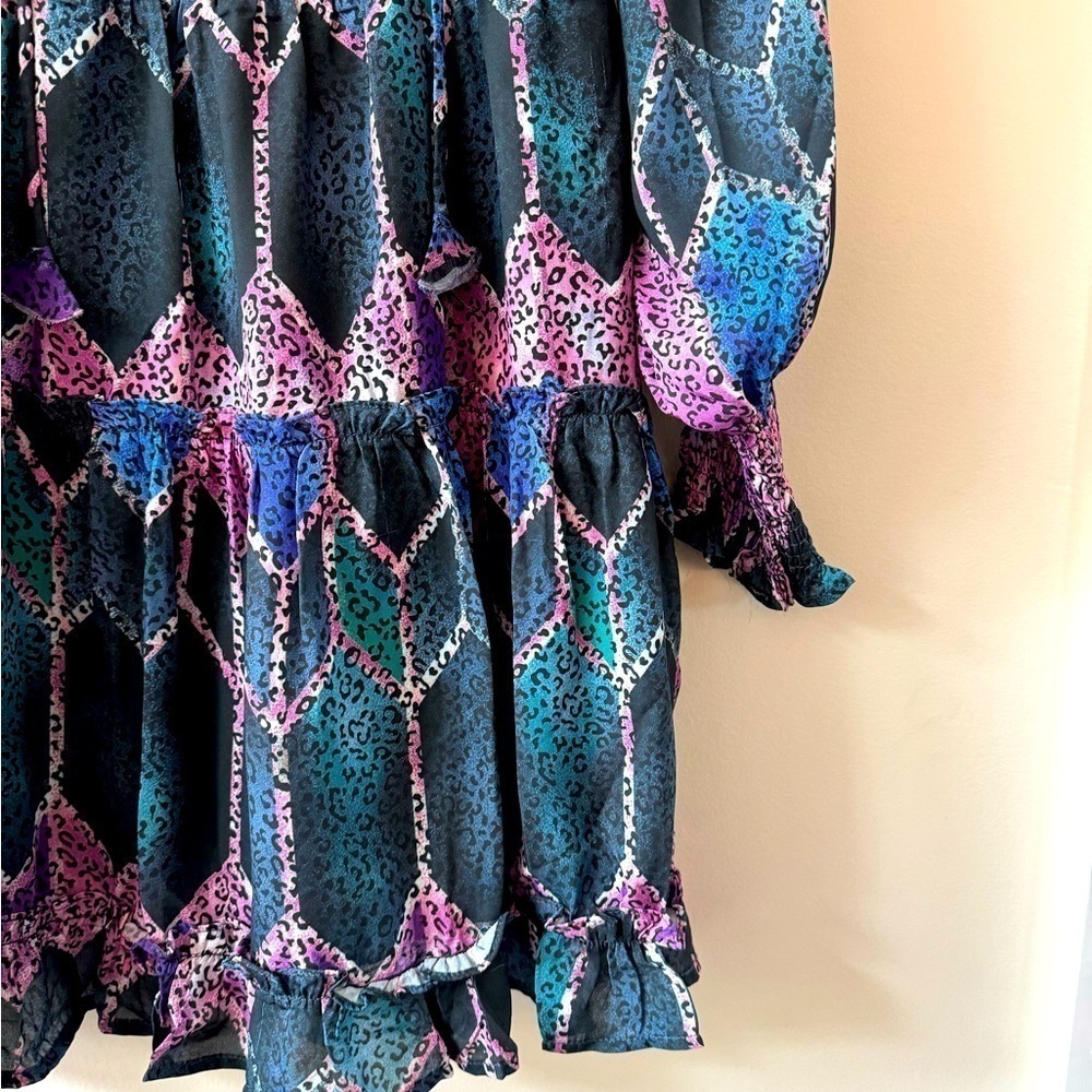 MULLA Long Sleeve Animal Print Geometric Multi Colored Dress Size Large - Picture 4 of 6